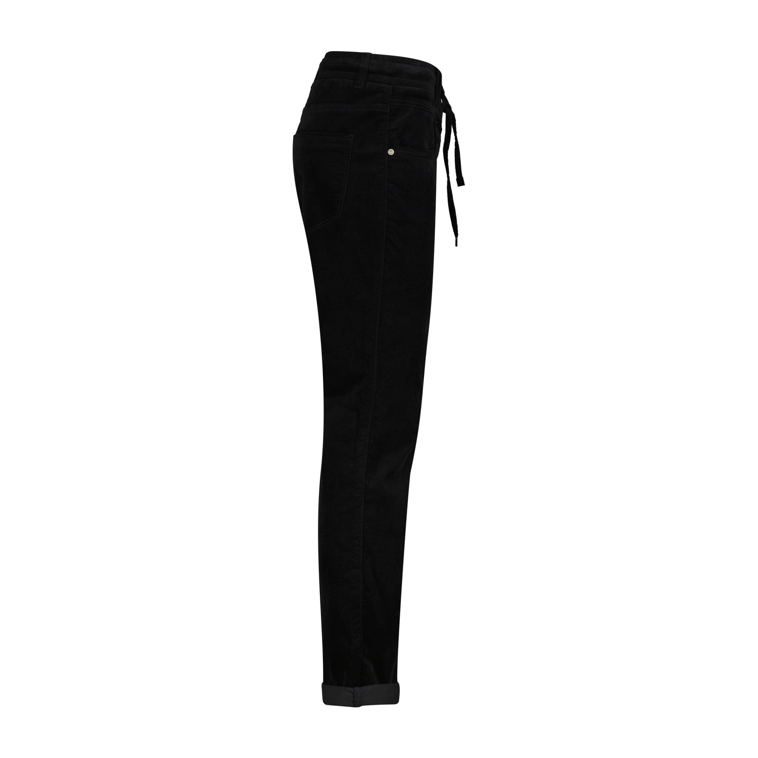 Conker Boutique Red Button Tessy Velvet Trousers in Black Side View