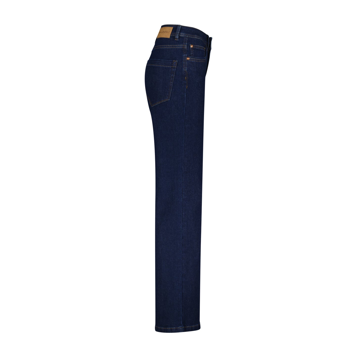 Conker Boutique Red Button Colette Dark Blue Wide Leg Denim Jeans Side View