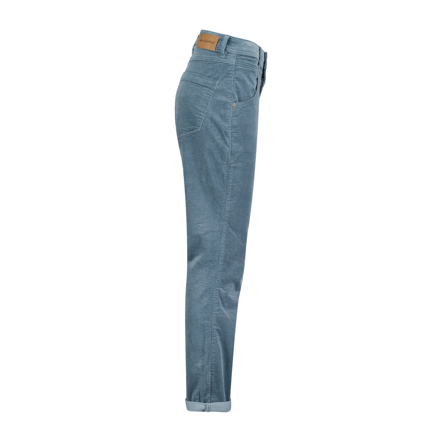 Conker Boutique Red Button Sienna Corduroy Jeans in Ice Blue . Side View