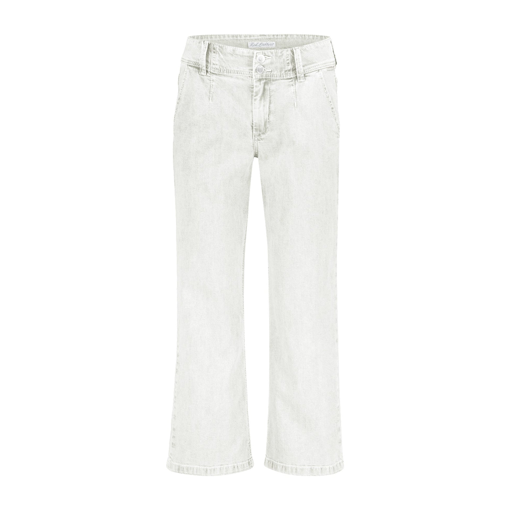 Conker Boutique Red Button Connie Jeans in Off White Front View