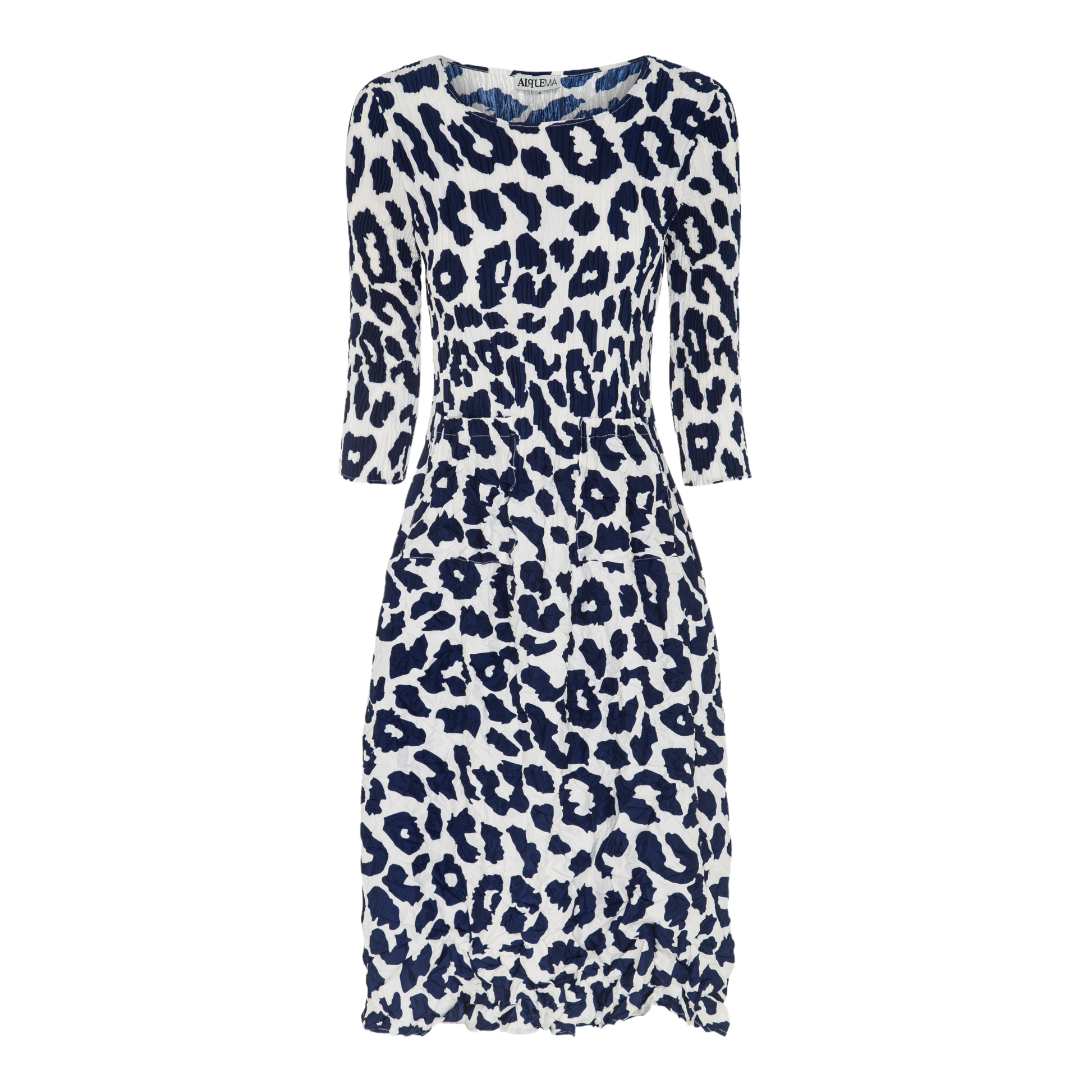 Conker Boutique Alquema Smash dress in Indigo Leopard